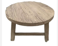 Table basse ronde en bois massif, style rustique, reproduction vintage, recyclé, chic, vente chaude