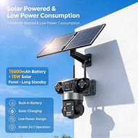 Kamera CCTV PTZ 4 Lensa Solar Gun Ball dengan Kartu SIM 4G untuk Proyek Luar Ruangan, Chip AI Hisilicon 1.0T, Deteksi Manusia, Pelacakan Otomatis