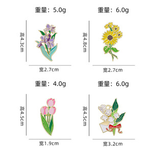 Émail personnalisé <span class=keywords><strong>Iris</strong></span> broche plante fleur femmes exquis Premium lumière luxe costume badge broche pour cadeau - Product Image 5
