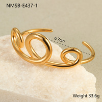 Bracelet ouvert lignes minimalistes nœud entrelacé abstrait, acier inoxydable doré 18K, usage quotidien femme