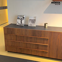 Console multimédia NORYA de luxe en noyer noir extra large de 2,1 m, grand meuble de rangement pour salon, salle à manger, en bois de noyer