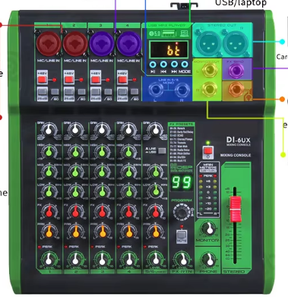 <span class=keywords><strong>Console</strong></span> de <span class=keywords><strong>mixage</strong></span> audio professionnelle 4, 6 ou 8 canaux, équipement sonore DJ avec 99 DSP, USB, Bluetooth et panneau latéral pour cabinet - Product Image 5