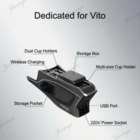 Boîte de rangement centrale en cuir pour console de voiture V-Class Vito V250 V260 avec accoudoir modifié et porte-gobelet, position avant