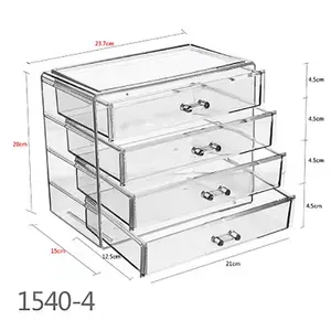 סיטונאי יוקרה נשים 4/5 Tier מקצועי אקריליק קוסמטי ליפ גלוס אחסון איפור ארגונית עם מגירות