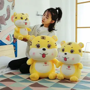 Boneka binatang mewah harimau nakal, mainan boneka binatang lucu untuk dekorasi rumah anak-anak