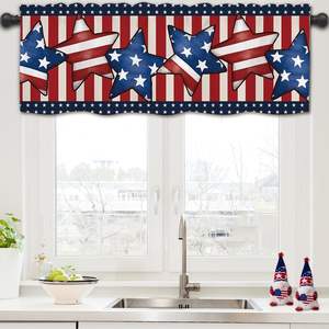 Cortina de volantes con diseño de mariposa patriótica para el Día de la Independencia, roja, blanca y azul, cortinas cortas para cocina - Product Image 3