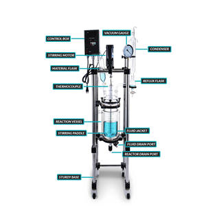 Reaktor Pirolisis Laboratorium Berkualitas Tinggi Auto Lift 5l 10l 20l Reaktor Kaca Berjaket - Product Image 5