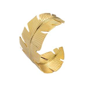 Leaf Shaped Gold Plated Stainless Steel <b>Bracelet</b> <b>Adjustable</b> For Women Jewelry - Product Image 5