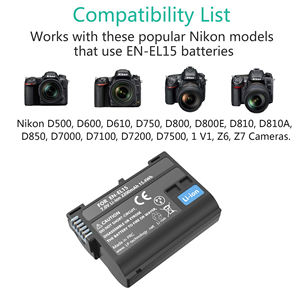 Nouvelle batterie Li-ion de remplacement numérique 2200mAh 7.0v Batteries numériques pour appareil photo EN-EL15 <span class=keywords><strong>D850</strong></span> D810 D800E D750 D610 - Product Image 4