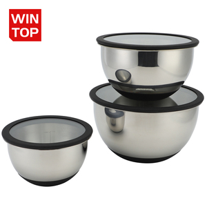 Bộ Bát Trộn Tùy Chỉnh Bát Trộn Bằng Thép Không Gỉ 3QT 5QT Có Nắp Thủy Tinh - Product Image 6