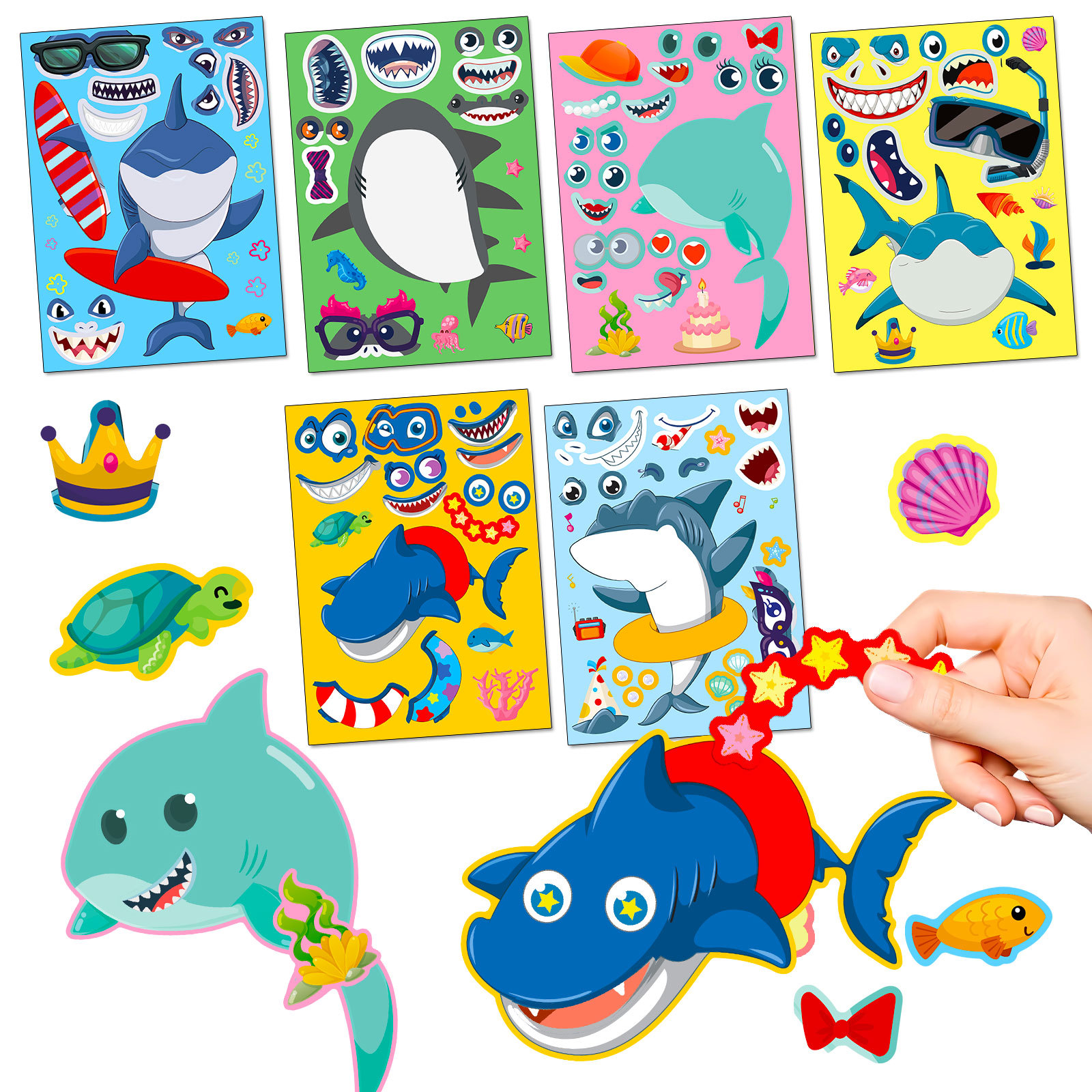 6-t01041364 pâte de changement de visage de requin-66 feuilles/sac