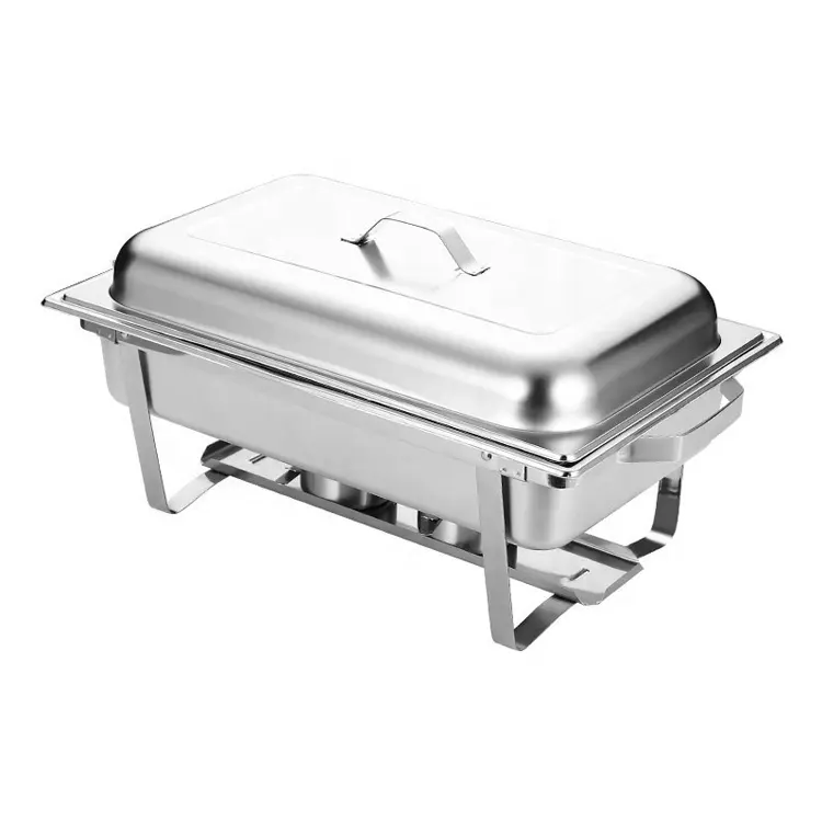 Equipo de Catering para Buffet de Metal de alta calidad, calentador de alimentos Rectangular de acero inoxidable para fiestas, bodas, platos de frotamiento