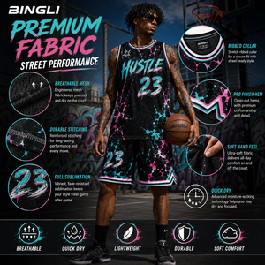 <span class=keywords><strong>Maillot</strong></span> <span class=keywords><strong>de</strong></span> basketball style streetwear, coupe ample et oversize, esthétique cyberpunk, mode audacieuse, avec motif néon artistique et style graffiti urbain - Product Image 3