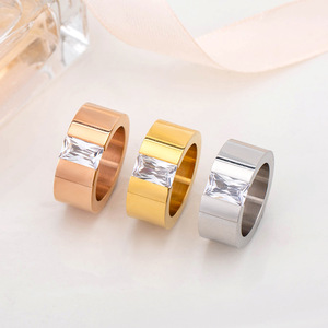 Diamond <b>Rings</b> <b>Titanium</b> Steel Princess Cut Geometric Banquet Jewelry Men's <b>Ring</b> Gold Silver Rose Gold - Product Image 5