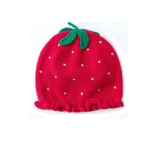 Villus – chapeau d'hiver pour enfants et bébés, casquette en laine tricotée imprimée avec pompon en fourrure