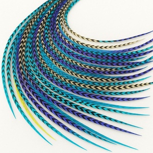 Plumas de Gallo Grizzly Naturales de Colores, Finas, de 25-30 cm, al por Mayor, para Atar Moscas, Extensiones de Cabello, Pendientes, Manualidades, Decoraciones - Product Image 3