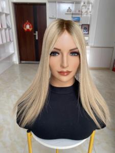 Precio de Fábrica, Cabello Humano Virgen Europeo Rubio de Alta Calidad, Cutícula Alineada, Mono Top 5x5, Toupee de Cabello Humano # Color TLQ - Product Image 5