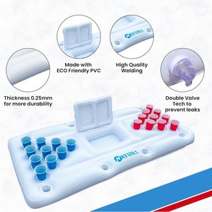 NAYUNA Flotteur de piscine gonflable en PVC 6 pieds Accessoires de jeux de piscine pour fêtes d'été avec 4 balles de <span class=keywords><strong>ping</strong></span>-<span class=keywords><strong>pong</strong></span> et 20 gobelets - Product Image 2