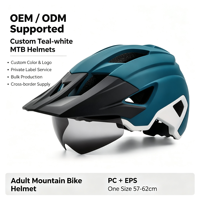 Casque de vélo bleu et blanc CE EN1078 pour adulte unisexe, multi-sports, léger, ventilé, avec feu arrière LED, pour trajets quotidiens, VTT, PC/EPS