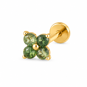 Lotus Wholesale Boucles d'oreilles en Titane ASTM F136 avec Agate Mousse Naturelle, Clous de Piercing pour Hélix, Tragus, Conch - Product Image 5
