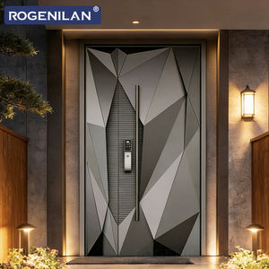 ROGENILAN Porte extérieure insonorisée personnalisée en aluminium, porte d'entrée <span class=keywords><strong>de</strong></span> sécurité sculptée en 3D pour maisons modernes - Product Image 5