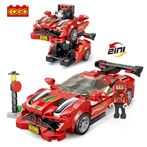 Cogo Speelgoed Set Sportraceauto 'S Bouwstenen Racen Kids Plastic Speelgoedblok Diy Bouwstenen Sets