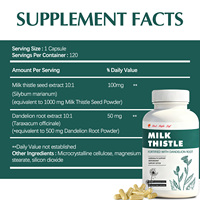 Kompleks Pendukung Kesehatan Hati Profesional: Kapsul Milk Thistle Silymarin & Akar Dandelion, Suplemen Herbal Detoksifikasi & Pembersihan