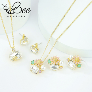 New Fashion Crystal Gold <b>Jewelry</b> <b>Set</b> Simple Flower Design Exquisite Necklace Earrings 2pcs <b>Set</b> for Women Birthday's <b>Prom</b> Party - Product Image 5