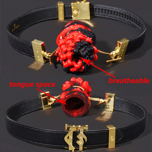 FUNSM Flor Forma Boca Mordaza Con Restricciones Cuero Bondage Silicona Oral Gags <span class=keywords><strong>Dildo</strong></span> Juguete Erótico BDSM Juguetes Sexuales Para Mujeres Hombres - Product Image 4