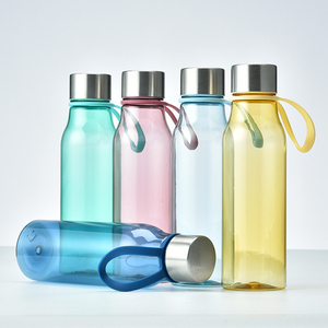New design sport clear plastic water bottle with stainless steel lid