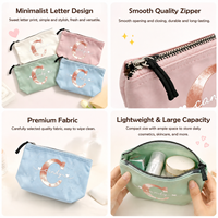Bedruckte Kosmetiktasche mit Eigenem Logo Luxuriöse Baumwoll-Canvas Kleine Münztasche für Reisen Modische Kosmetik- und Stiftetasche