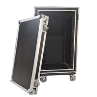 Mélangeur DJ populaire en aluminium noir léger et simple, flight case 12U avec roulettes et fermeture éclair