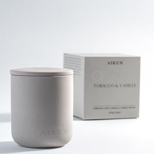 Bougie parfumée en céramique de couleur unie minimaliste écologique Aikun, décoration d'intérieur moderne, aromathérapie - Product Image 2