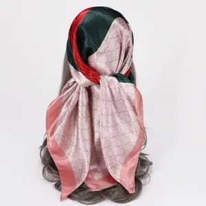 European and American silk Islamic scarf 90cm square printed headscarf sun block shawl Ding silk scarf wholesale