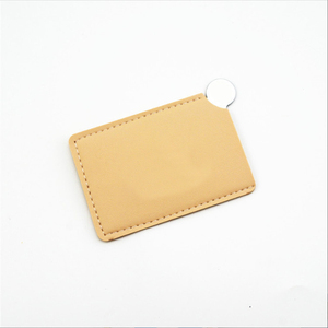 Personalized Red Pu Leather Pocket <b>Mirror</b> With Custom Logo Single Side Stainless Steel Handheld Makeup <b>Mirror</b> - Product Image 4