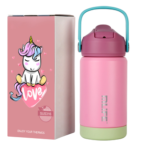 กระติกน้ำสแตนเลสแบบมีหลอด12ออนซ์สำหรับเด็กสุญญากาศผนังสองชั้นเก็บความร้อนเย็น<span class=keywords><strong>24</strong></span>ชั่วโมง - Product Image 3