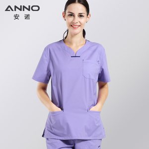 ANNO Design Ensemble de gommage médical extensible et élégant pour femmes Uniformes hautement tissés Tissu Confortable Spandex Médecin de l'hôpital OEM - Product Image 2