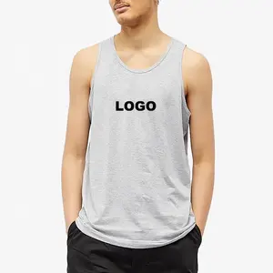 OEM Custom 100% Cotton Muscle Bodybuilding Tank Top Sleeveless T-shirt Sports Gym Running Singlet For Men
