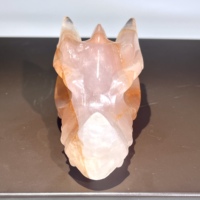 Tête de Dragon en Cristal Naturel de Guérison, Quartz Rouge Feu Gravé, Artisanat pour Décoration Feng Shui (Vente en Gros)