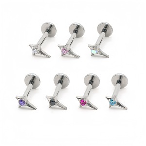<b>Titanium</b> Alloy Star Earrings Zircon <b>Studs</b> For Ear Cartilage And Lip Piercing Jewelry Party Fashion Accessory - Product Image 3