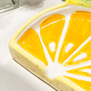 Boîte à <span class=keywords><strong>savon</strong></span> au <span class=keywords><strong>citron</strong></span> en céramique et égouttoir pour fournitures de bain et de toilette - Product Image 6