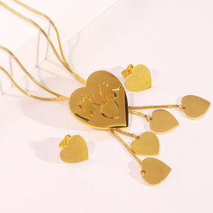 Ensemble de bijoux en acier inoxydable plaqué or GOODLUCK, collier et boucles d'oreilles, style vintage, accessoires de mode de luxe pour femmes - Product Image 6