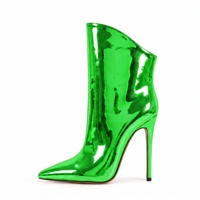 Bottines pour femmes en PU effet miroir métallisé, à découpe asymétrique, bout pointu, talon aiguille, à enfiler, style défilé et clubwear, toutes tailles