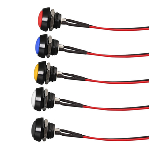 12mm anahtar düğmesi Ip65 anlık normalde açık kırmızı yeşil mavi beyaz siyah renk kafa <span class=keywords><strong>Push</strong></span> <span class=keywords><strong>Button</strong></span> ile 15cm 24awg kaynak telleri - Product Image 2