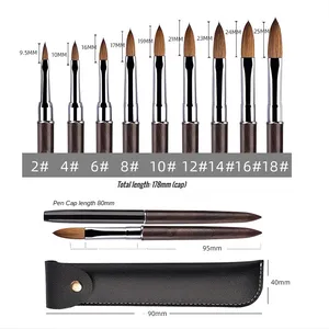 100% Kolinsky Acrylic Nail <b>Brush</b> Purple Sandalwood Handle Crimped UV Gel Carving Pen <b>Brush</b> Liquid Powder DIY Nail Drawing - Product Image 6