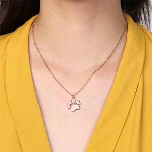 목걸이 쥬얼리 925 스털링 실버 목걸이 귀여운 애완 동물 발자국 발 펜던트 쇄골 체인 귀여운 로즈 골드 실버 레이디 목걸이 - Product Image 5