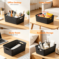 Panier de rangement moderne en plastique avec poignée – Organisateur de bureau et domestique pour l'étude, les collations et le rangement des objets divers, facile à transporter