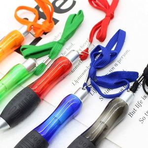 Retractable Short Fat Ballpoint Pen with Lanyard and Black Leather Pouch, Custom <b>Logo</b> Multifunctional Promotional Pen - Product Image 2