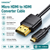 Câble de conversion SAMZHE Micro USB vers 2.0 4K60Hz 1080P pour diffusion en direct, caméra, tablette, ordinateur portable, moniteur, téléviseur, projecteur