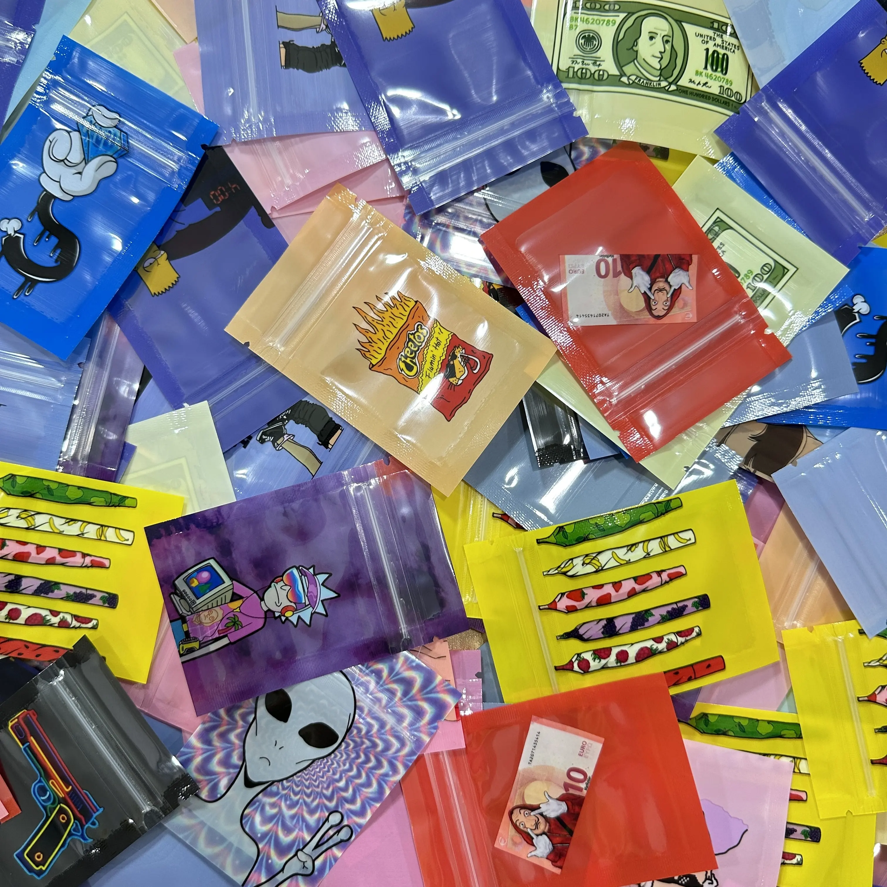 100 pièces 6x9cm sac à fermeture éclair transparent emballage de biscuits anti-odeur Logo personnalisé sacs à cigares couleurs petites pochettes sacs-cadeaux